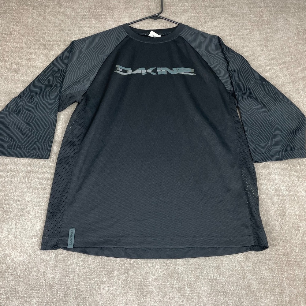 Dakine Rail Mountain Bike Jersey Men Large Black Gray Raglan Sleeve Quick Drying
